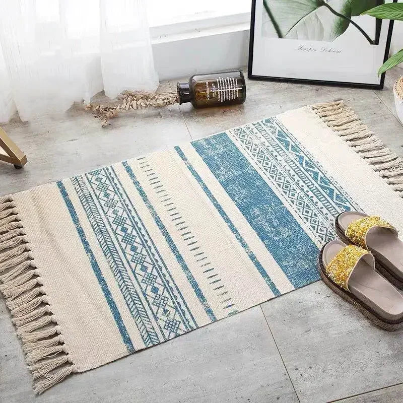 Bohemian Woven Linen Carpet
