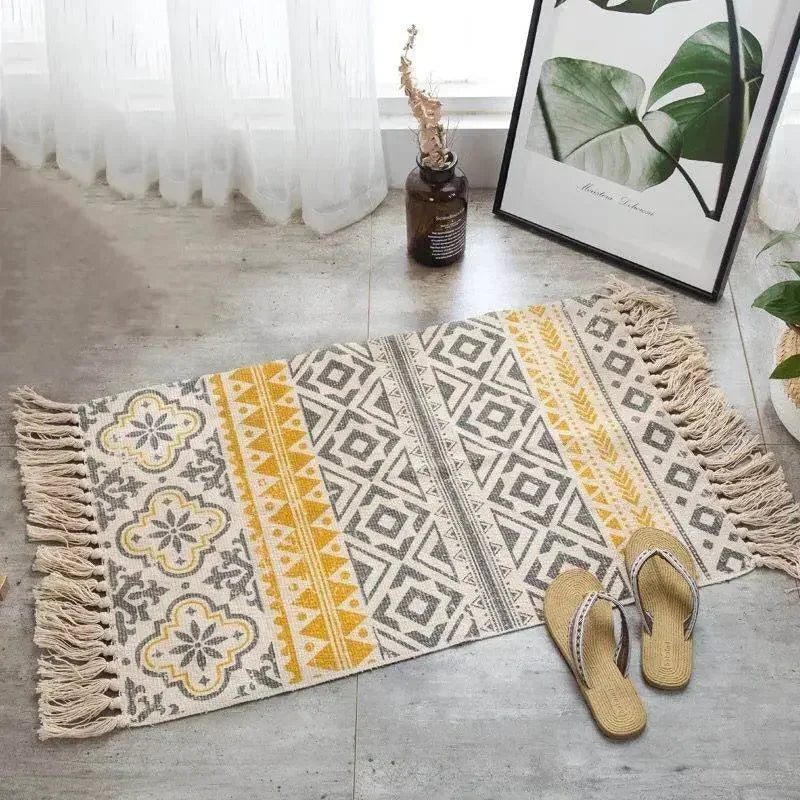 Bohemian Woven Linen Carpet