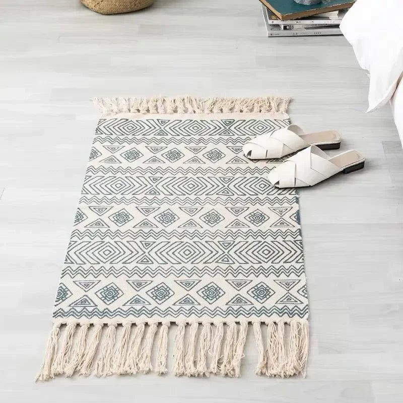 Bohemian Woven Linen Carpet