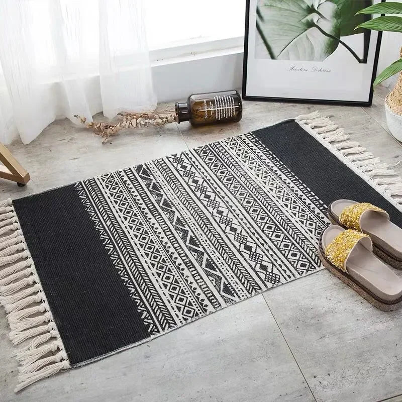 Bohemian Woven Linen Carpet