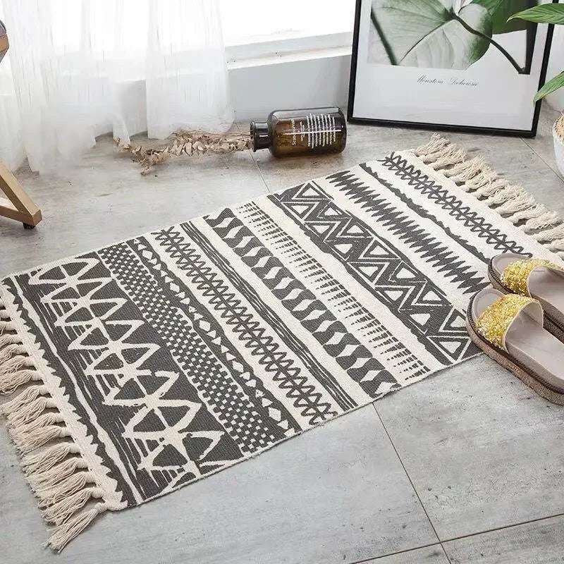 Bohemian Woven Linen Carpet