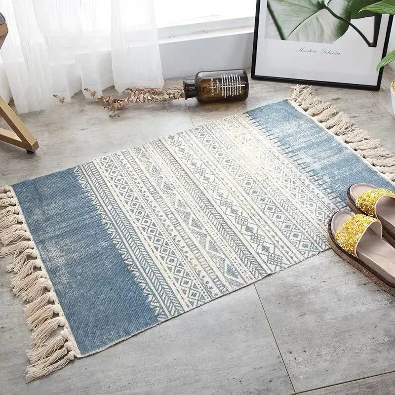 Bohemian Woven Linen Carpet