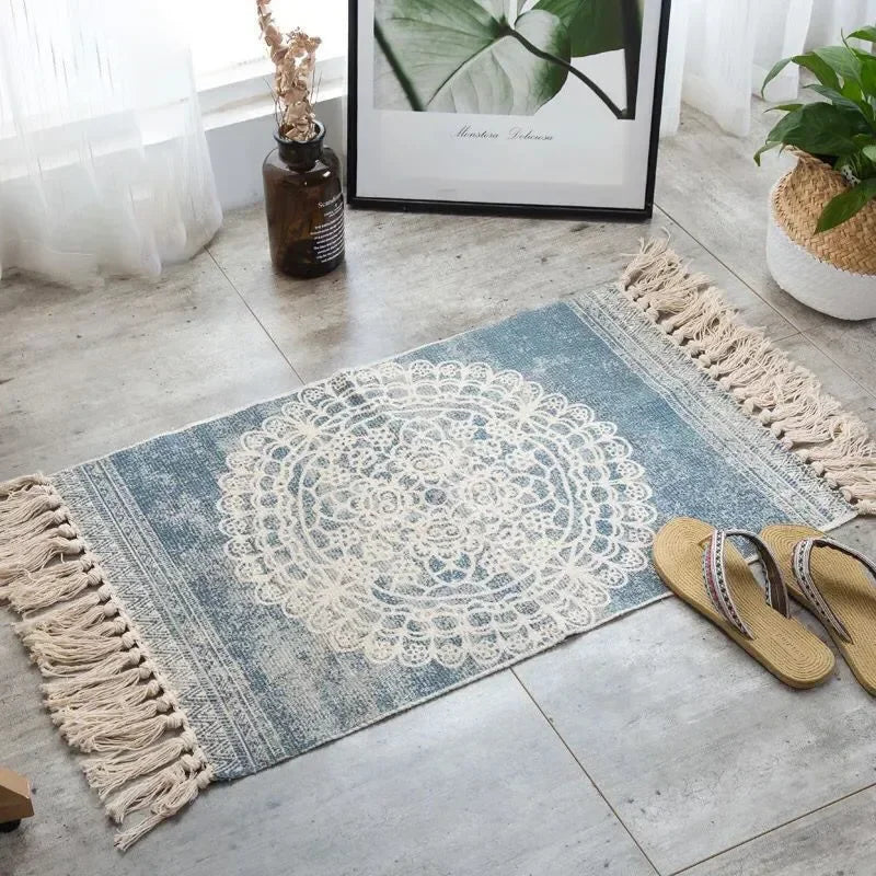 Bohemian Woven Linen Carpet