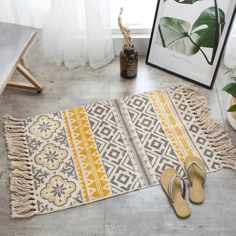 Bohemian Woven Linen Carpet