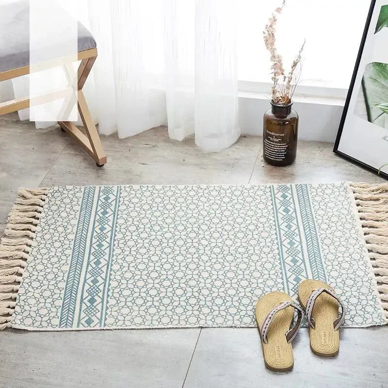Bohemian Woven Linen Carpet