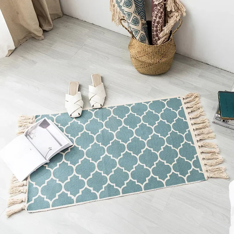 Bohemian Woven Linen Carpet