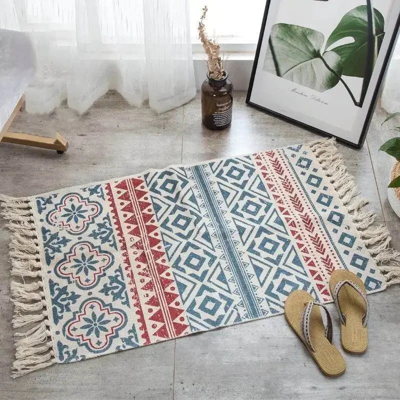 Bohemian Woven Linen Carpet