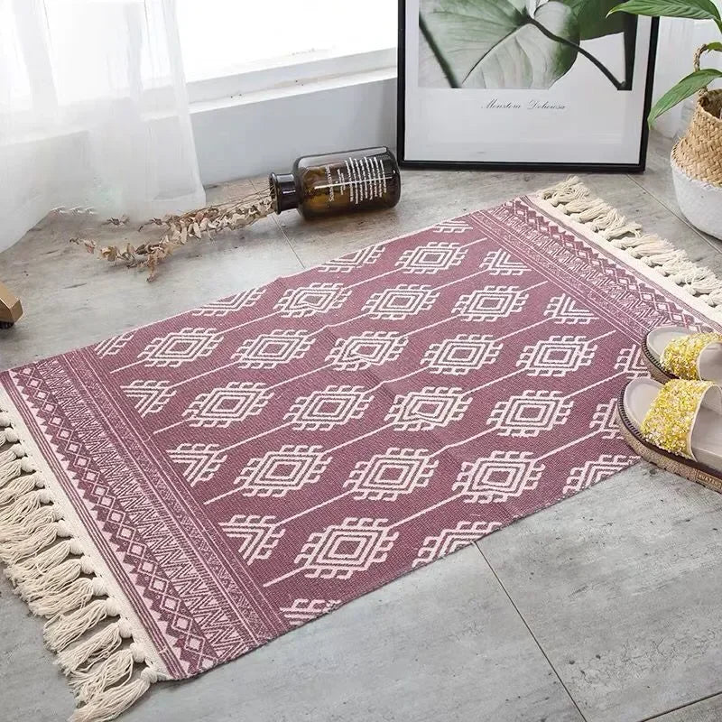 Bohemian Woven Linen Carpet
